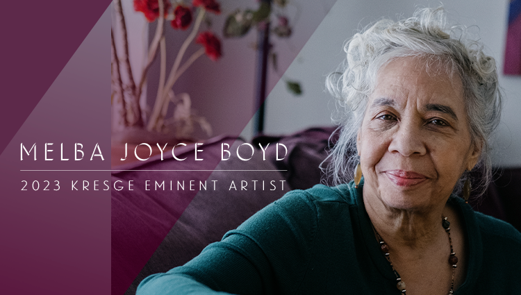 Photo of Melba Joyce Boyd with text "2023 Kresge Eminent Artist"